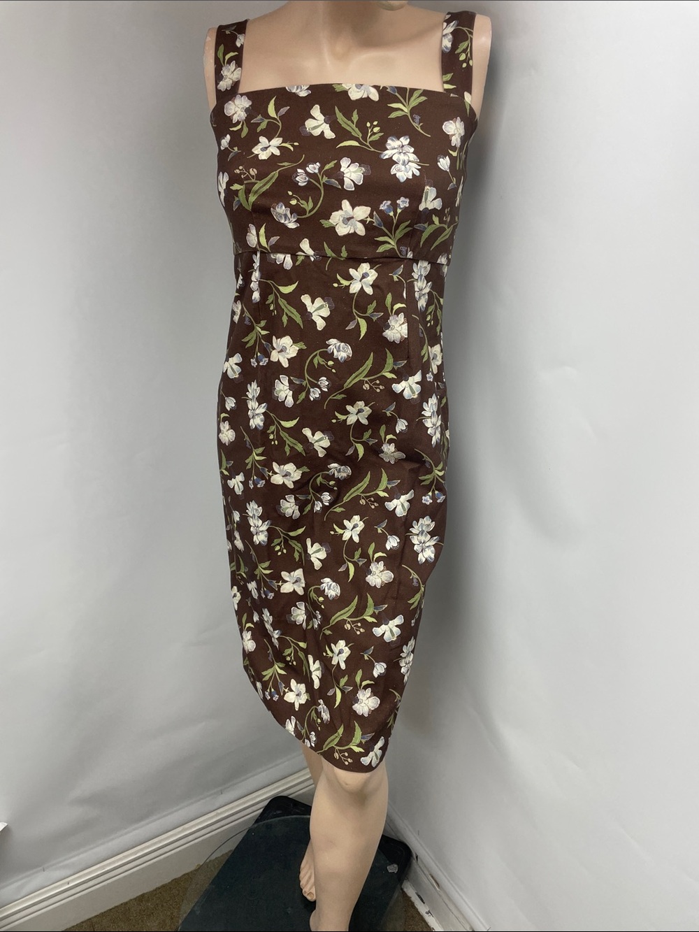 Coco Shop Long Slip Dress in Brown Hibiscus